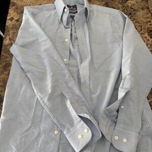 Men's Stafford Oxford Blue Button Down Long Sleeve Dress Shirt 14 1/2 32-35